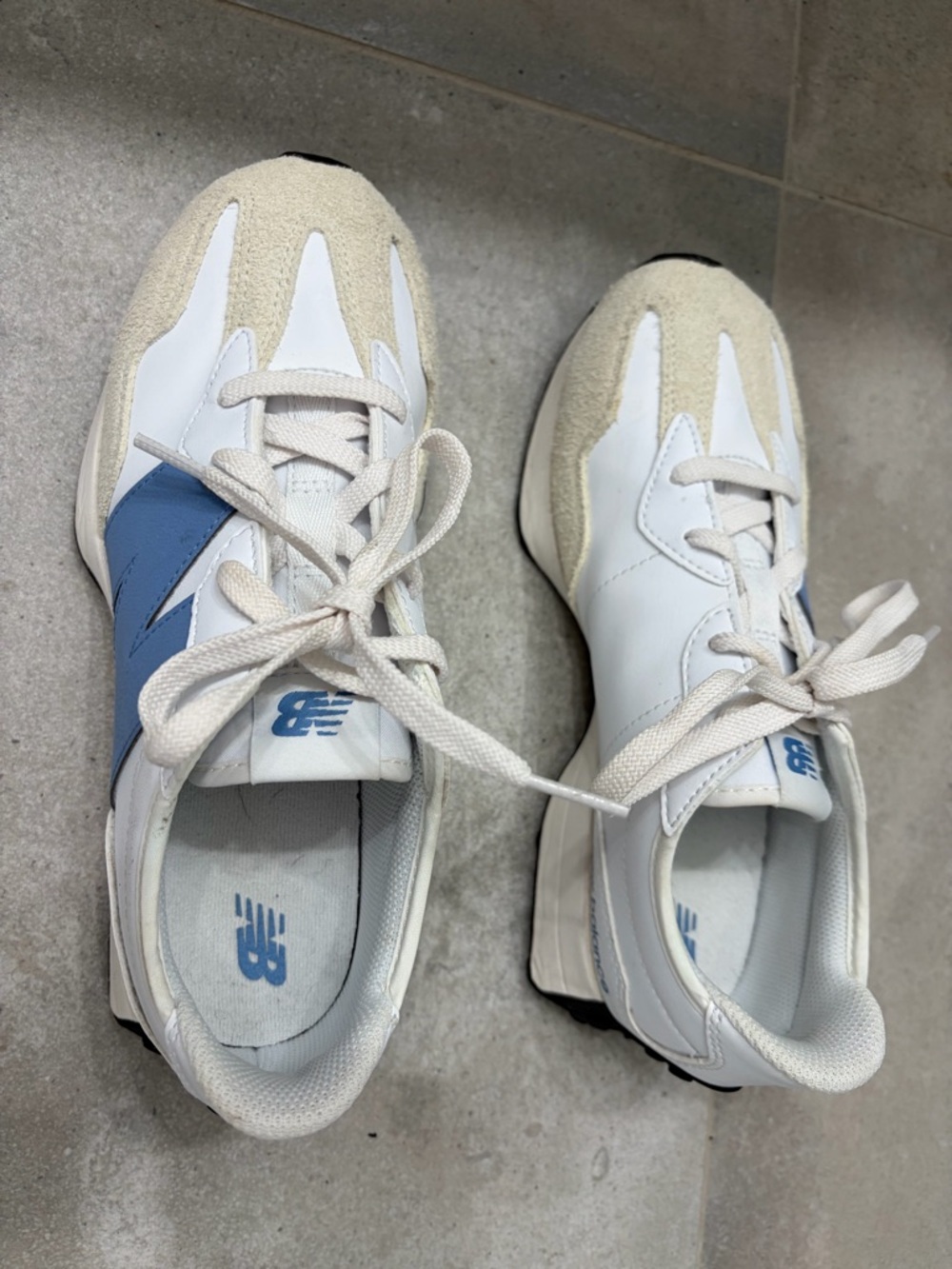 New Balance 327 White with Light Blue